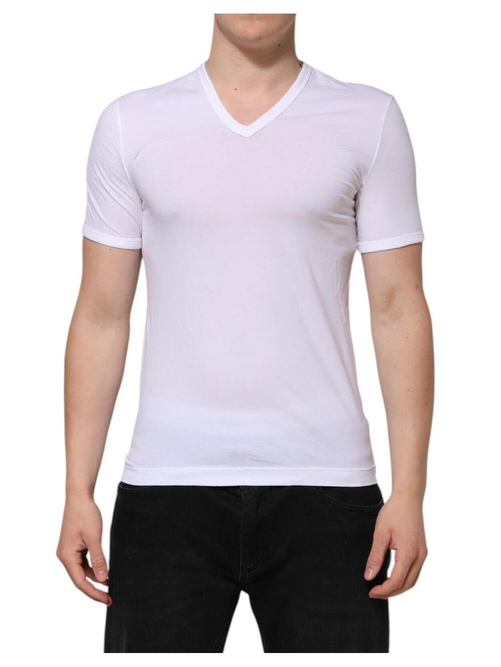 Dolce & Gabbana White Short Sleeves V-neck Underwear T-shirt